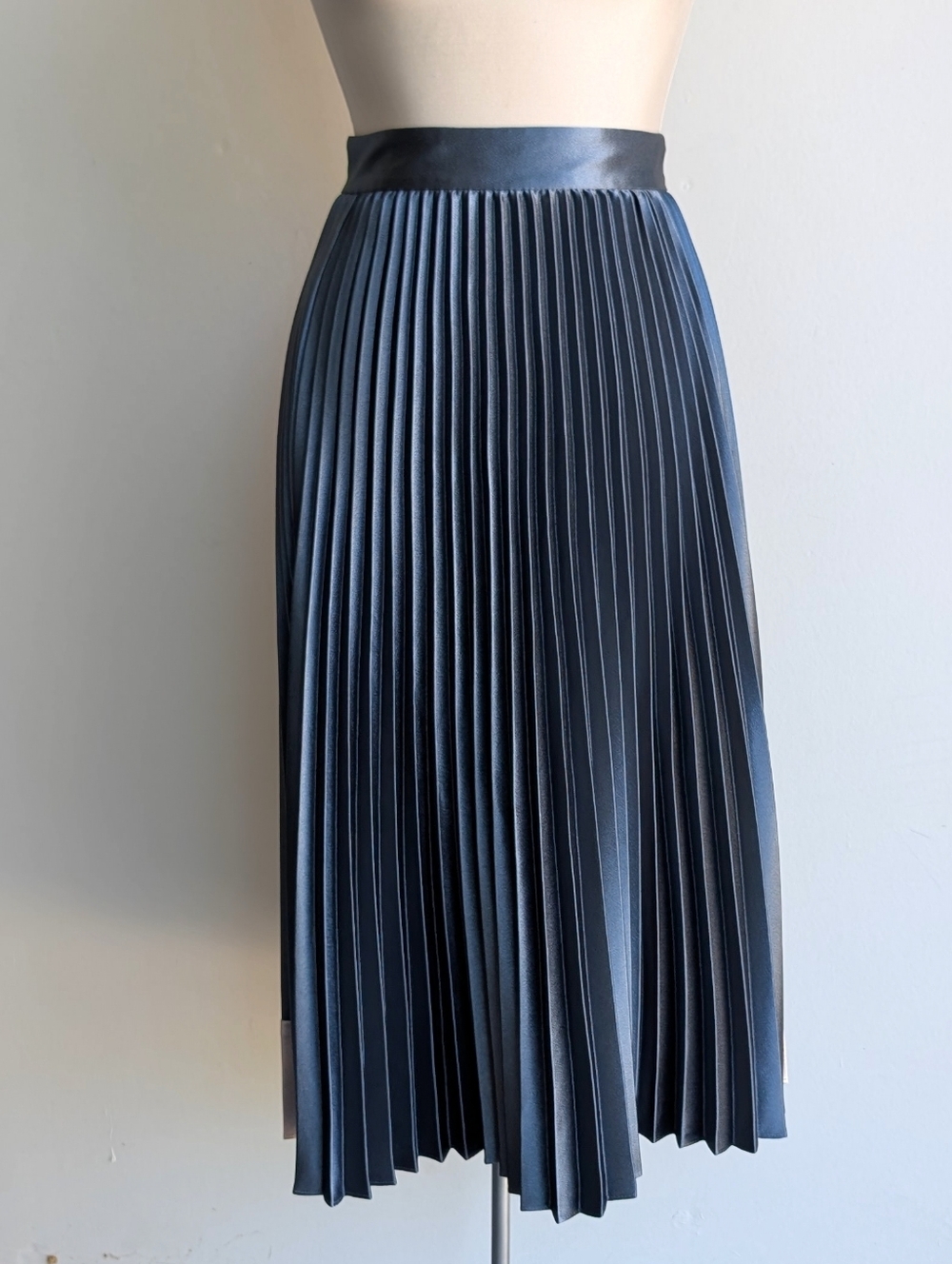 Ted Baker Satin Pleated Two-Tone Midi Skirt - Blue and Silver - Picture 4 of 10